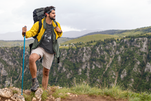 Load image into Gallery viewer, Hiker wearing Mycorrhizal Mushroom T-shirt