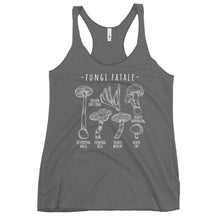 Load image into Gallery viewer, Toxic Mushroom Identification racerback tank top design in grey