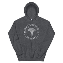 Load image into Gallery viewer, Mycologist grey hoodie by Mushroom People Apparel