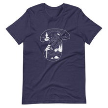 Load image into Gallery viewer, Mycorrhizal Mushroom T-shirt in blue heather