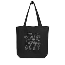 Load image into Gallery viewer, Fungi Fatale Toxic Mushroom Identification tote bag
