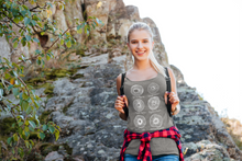 Load image into Gallery viewer, Mycologist hiker in spore print design tank top
