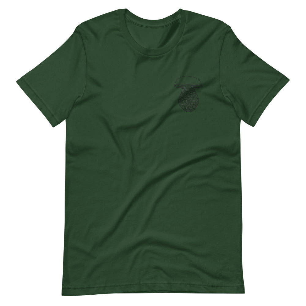 King Bolete Mushroom Embroidered T-shirt in Forest green